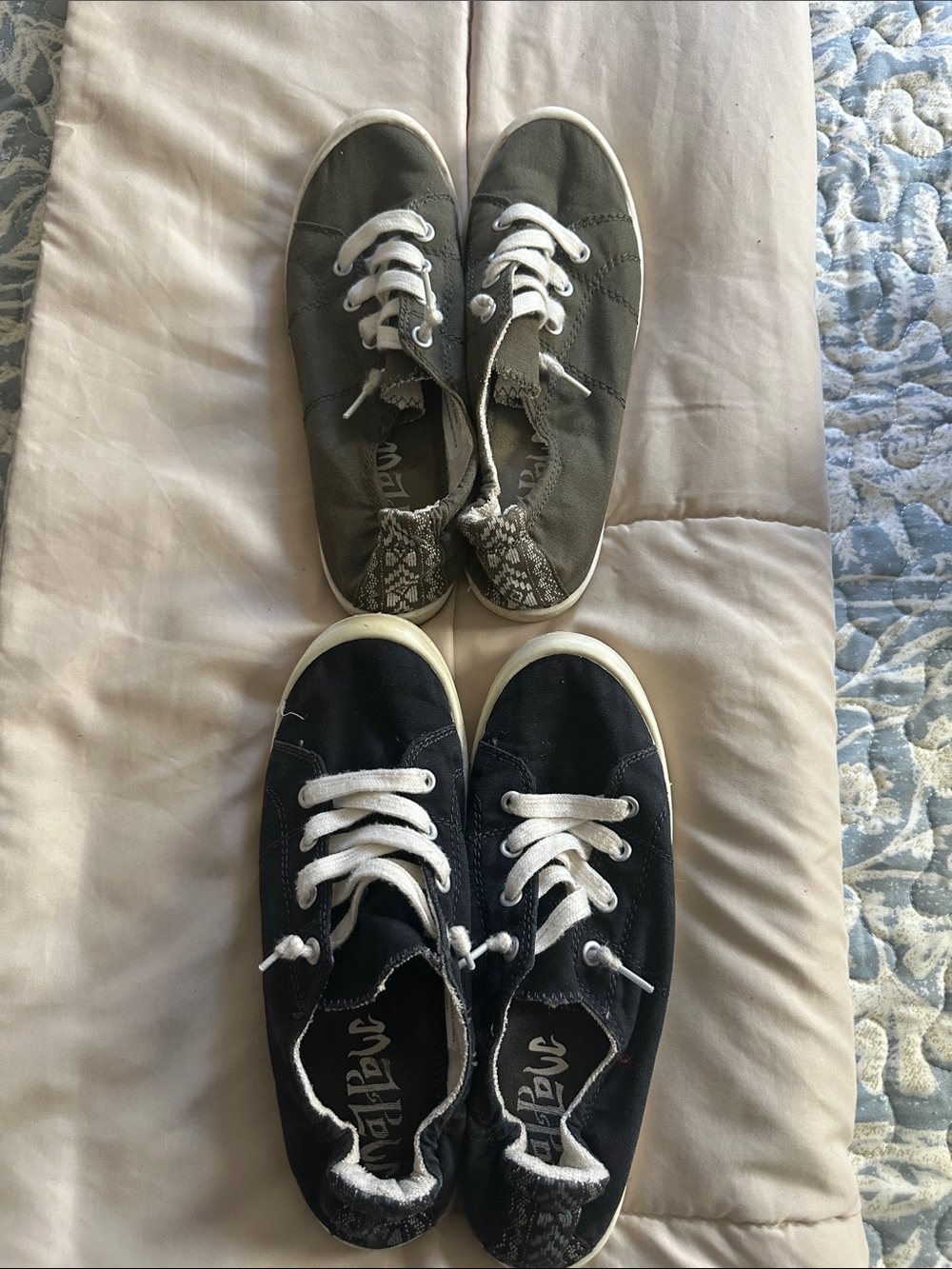 Mad Love Canvas Lace-Up Sneakers in Black and Olive Green